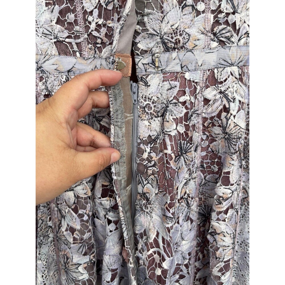 Byron Lars Beauty Mark Ombre Floral Lace Reversible Dress Rose Buttons Mauve 8 - Picture 6 of 12